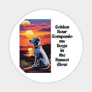 "Golden Hour Companions: Dogs in the Sunset Glow" Magnet